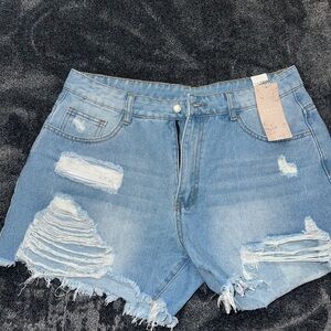 SHEIN Ripped Blue Jean Shorts
